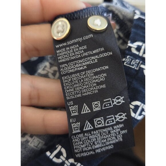 Tommy Hilfiger Womens Blue Chain Link Striped Embroidered Shirt Dress Size Small - Picture 4 of 8